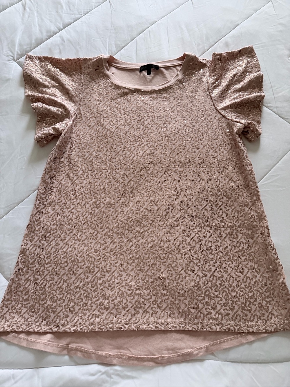 Gibson Blush Pink SequinFlutter Sleeve Tee